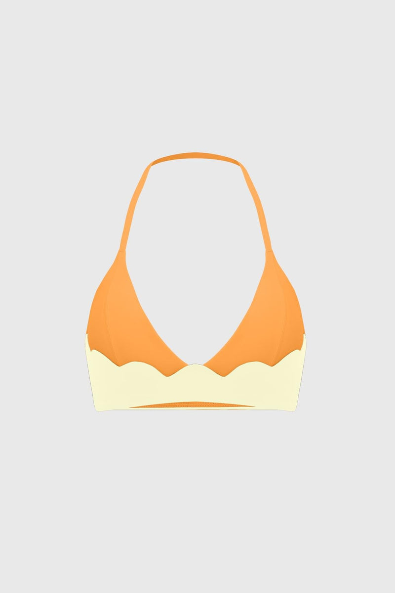 Riviera Scallop Contrast Halter Bra