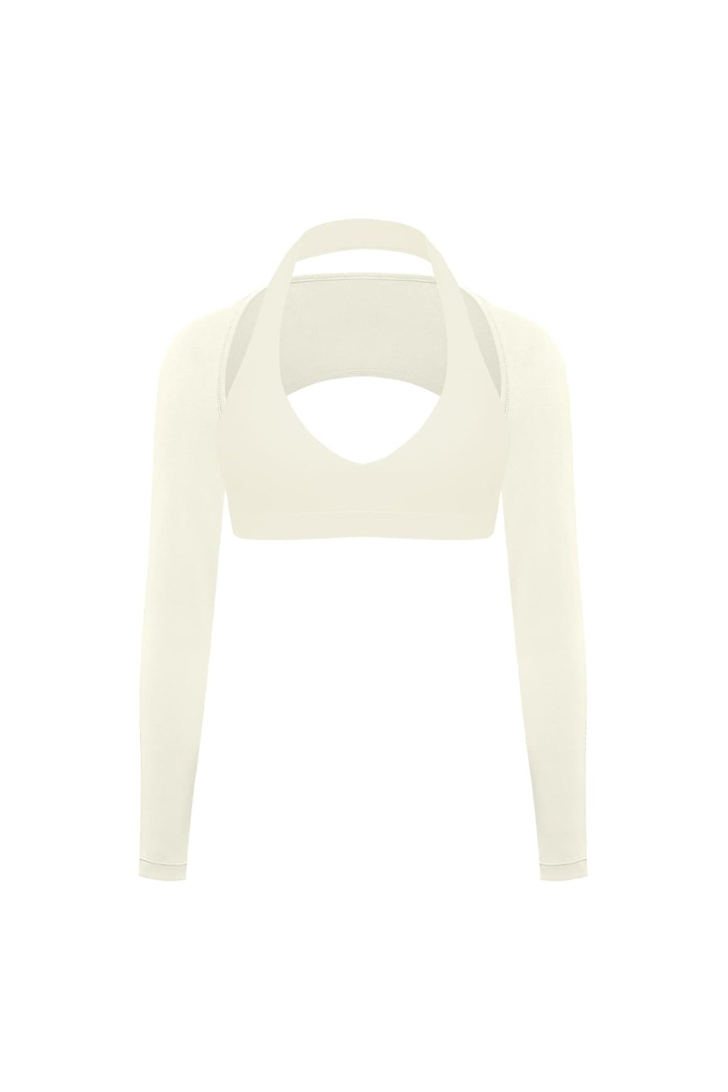 V-Cut Halter Bra & Minimal Long Sleeve Sports Shrug