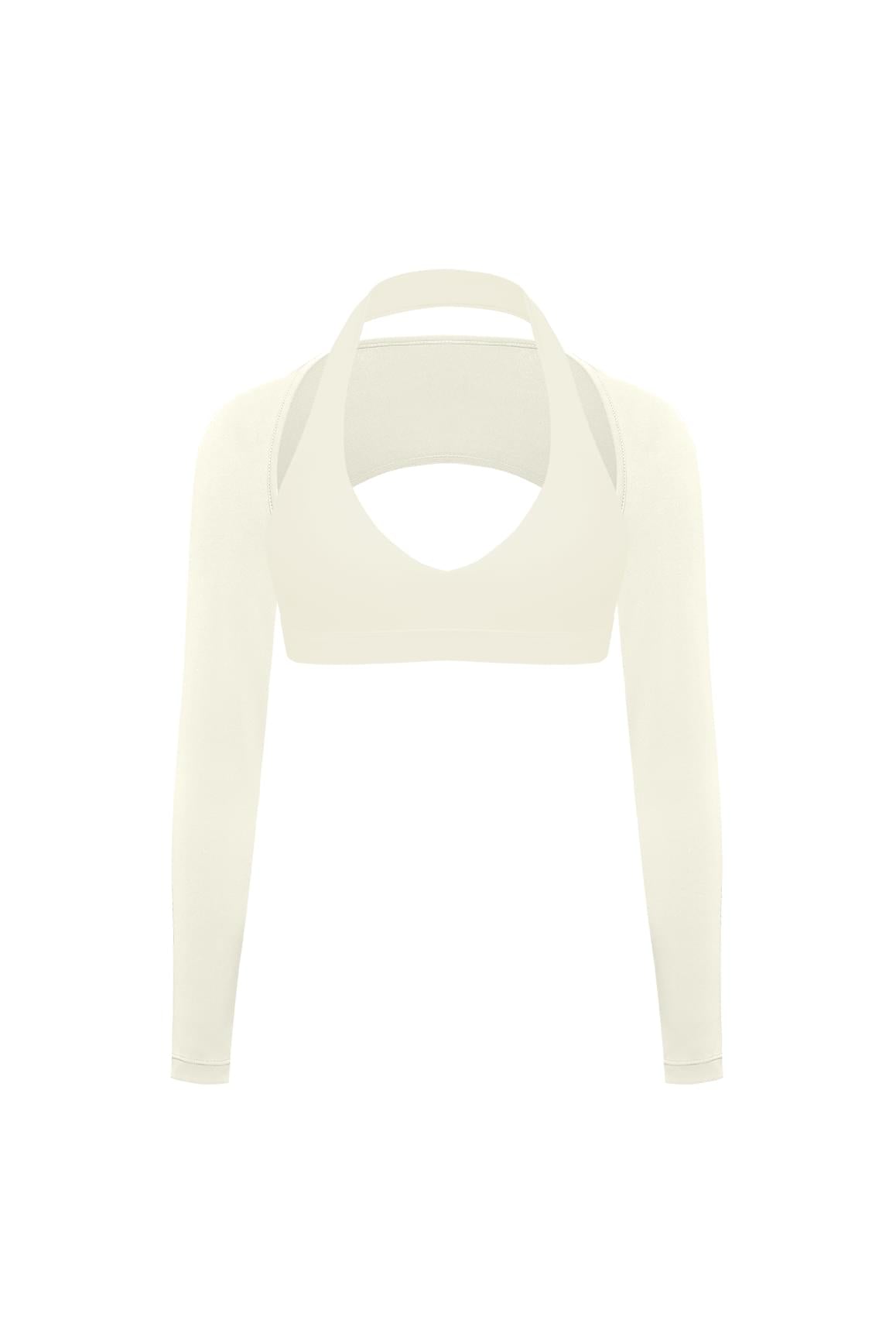 V-Cut Halter Bra & Minimal Long Sleeve Sports Shrug