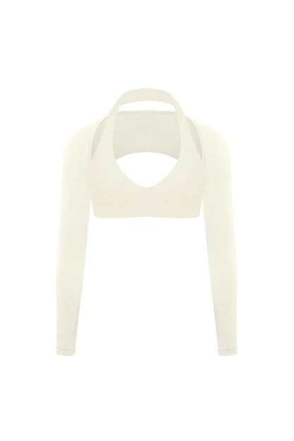 V-Cut Halter Bra & Minimal Long Sleeve Sports Shrug