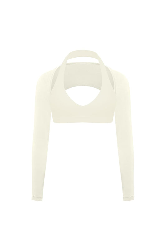 V-Cut Halter Bra & Minimal Long Sleeve Sports Shrug