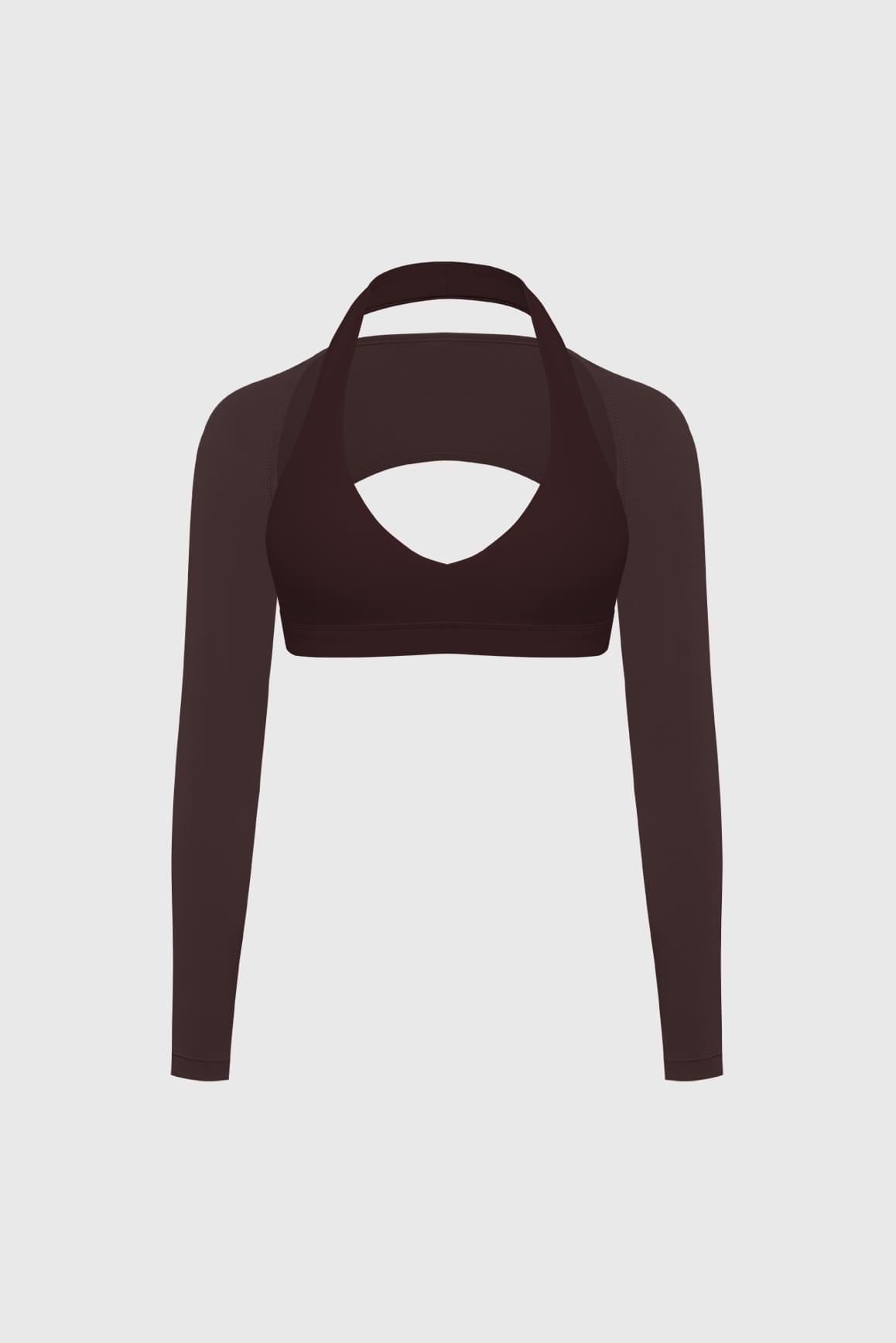 V-Cut Halter Bra & Minimal Long Sleeve Sports Shrug