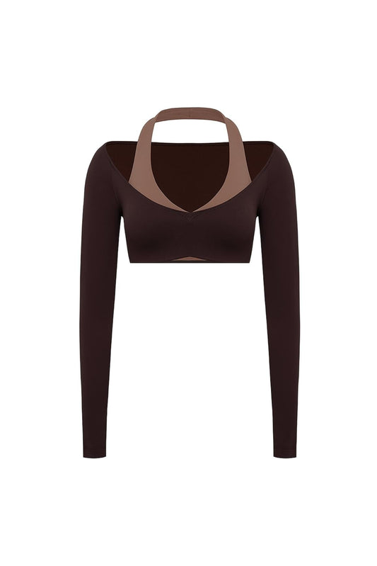 Colorblock One-Piece Long Sleeve Crop Top