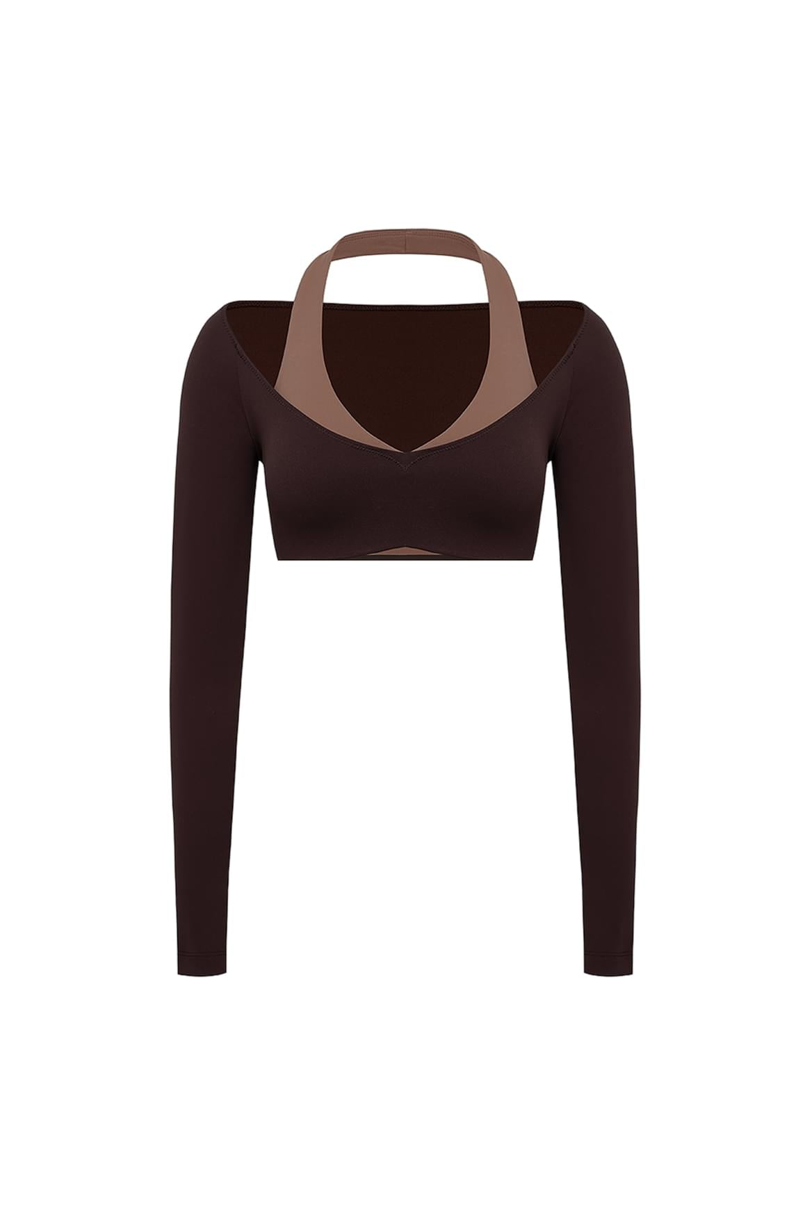 Colorblock One-Piece Long Sleeve Crop Top