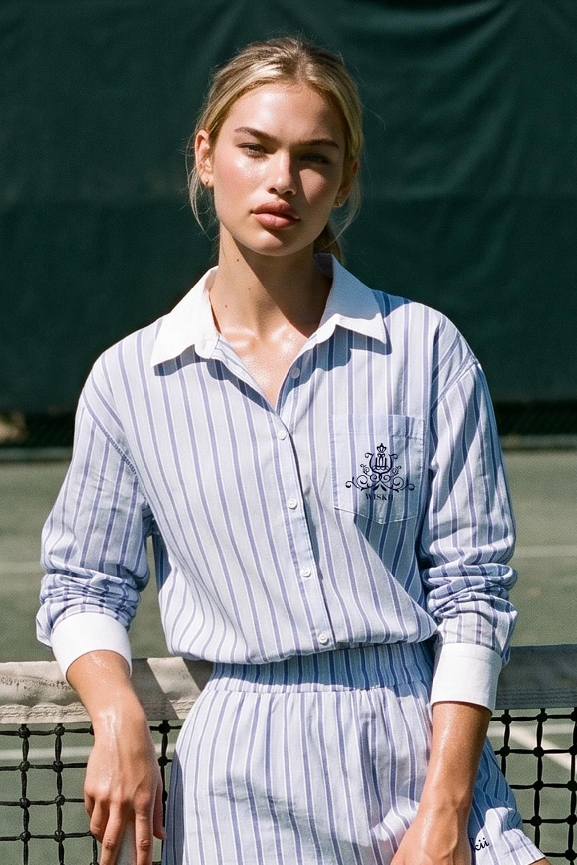 Stripe Button-Down Longline Shirt