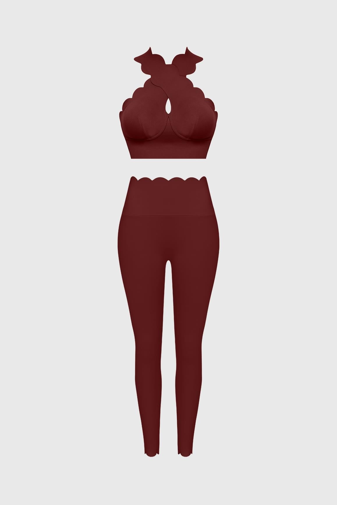 Wiskii Crisscross Bra & High-Waist Scallop Scrunch Legging