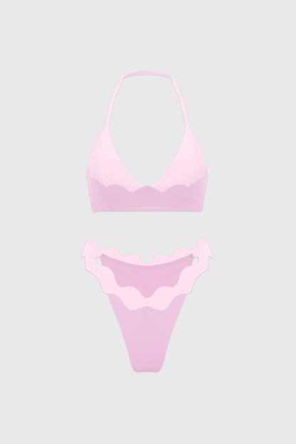 Riviera Scallop Contrast Halter Bra & Riviera Scallop Contrast Bikini Bottom