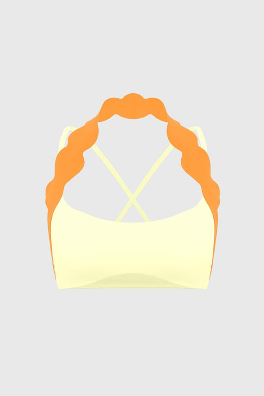 Scallop-Halter Contrast Bra