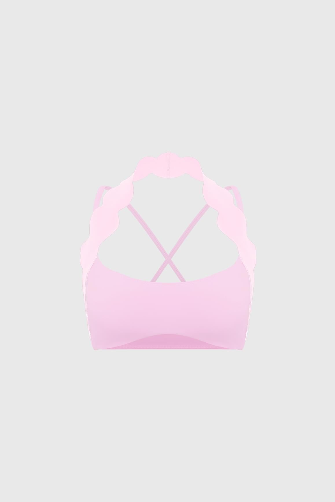 Scallop-Halter Contrast Bra