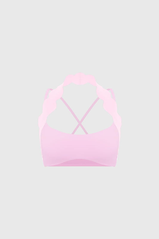 Scallop-Halter Contrast Bra