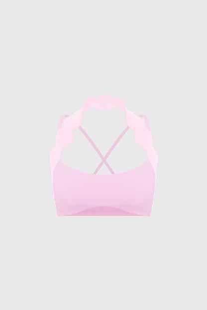 Scallop-Halter Contrast Bra
