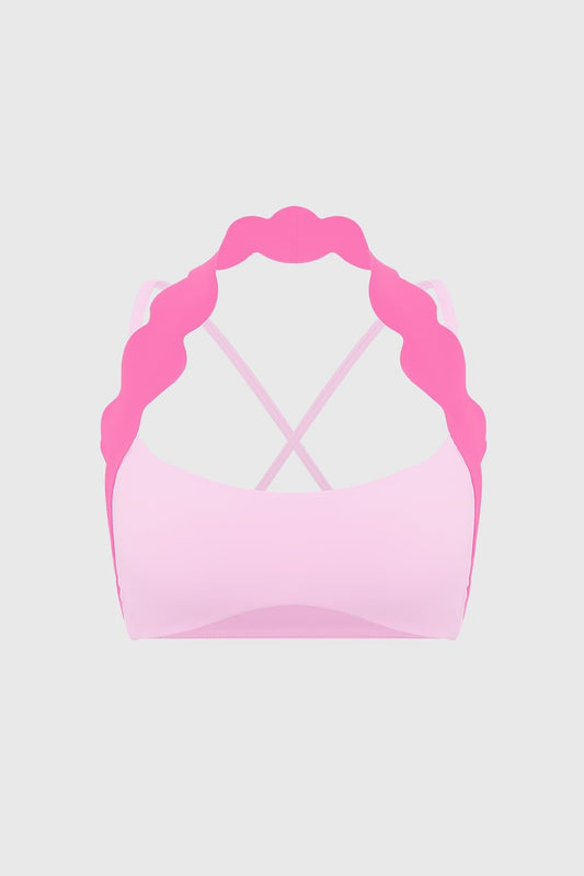 Scallop-Halter Contrast Bra
