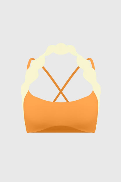 Scallop-Halter Contrast Bra
