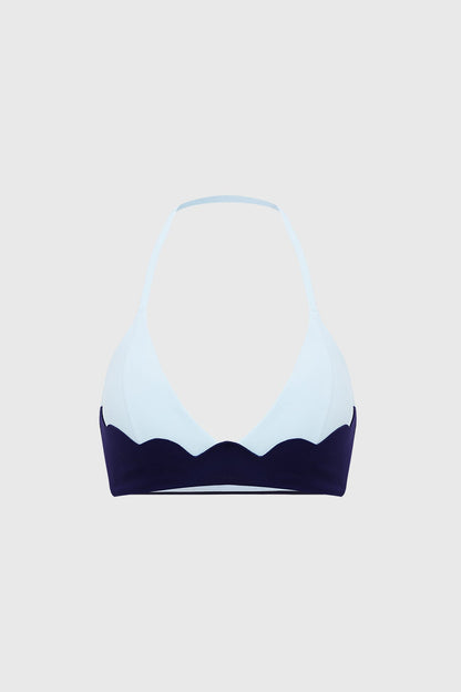 Riviera Scallop Contrast Halter Bra