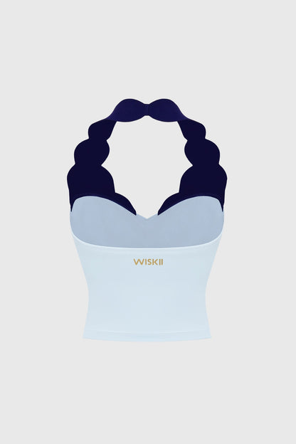 Riviera Scallop Contrast Halter Tank