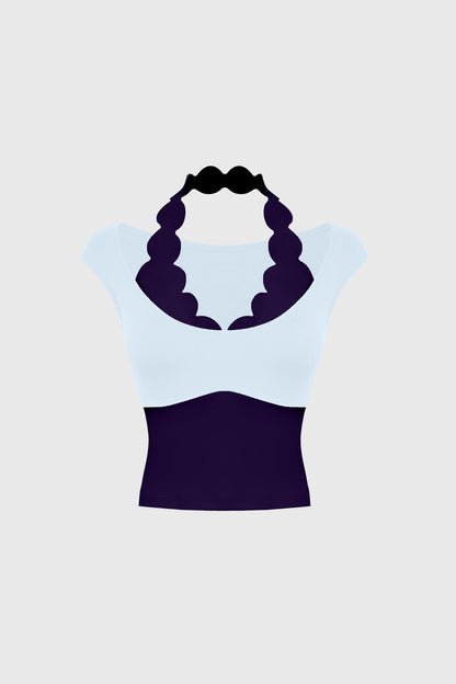 Scallop Contrast Halter Top