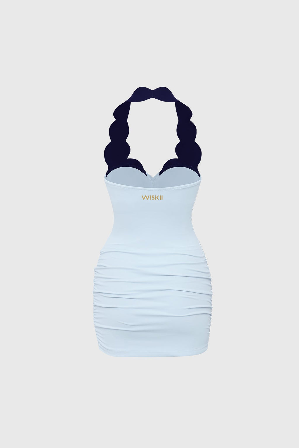Riviera Scallop Contrast Halter Dress