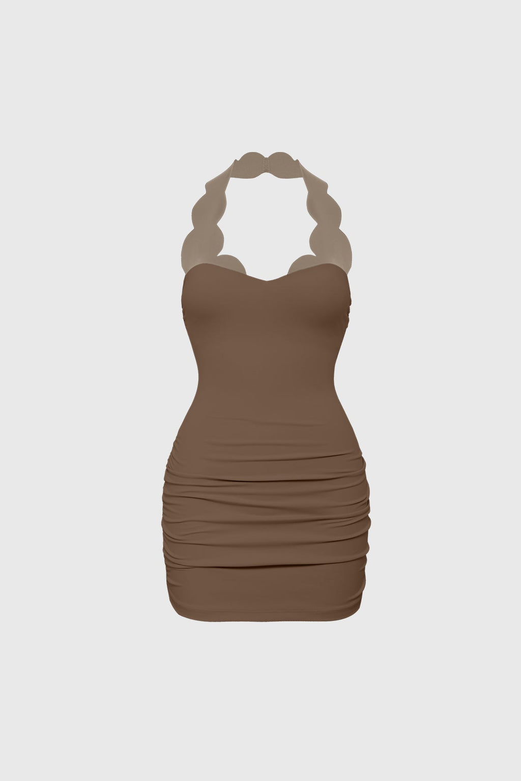 Riviera Scallop Contrast Halter Dress