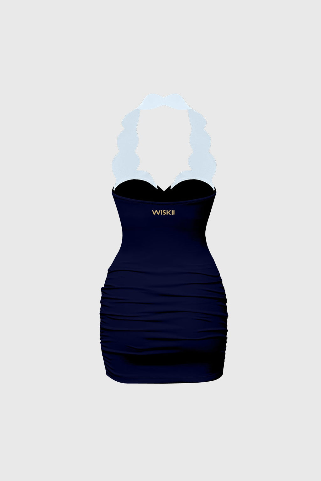 Riviera Scallop Contrast Halter Dress