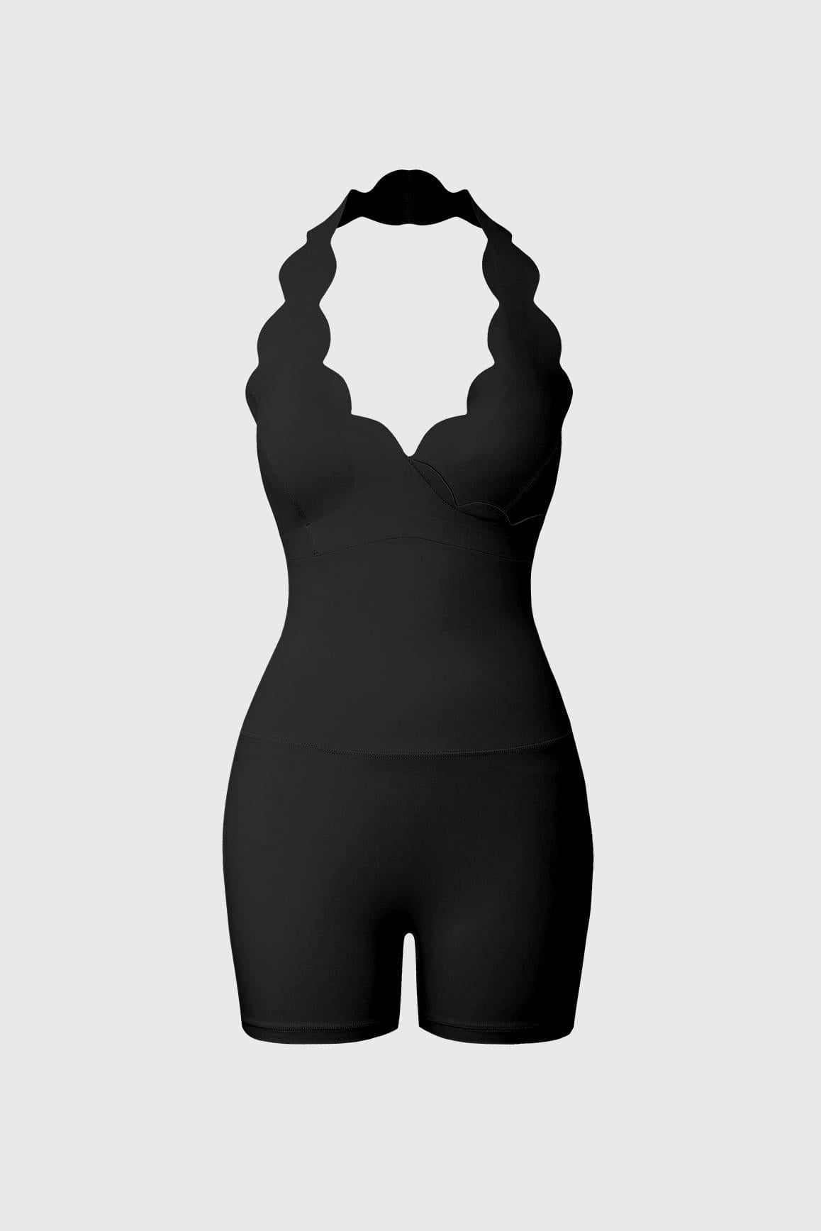Scallop-Halter Hourglass Playsuit