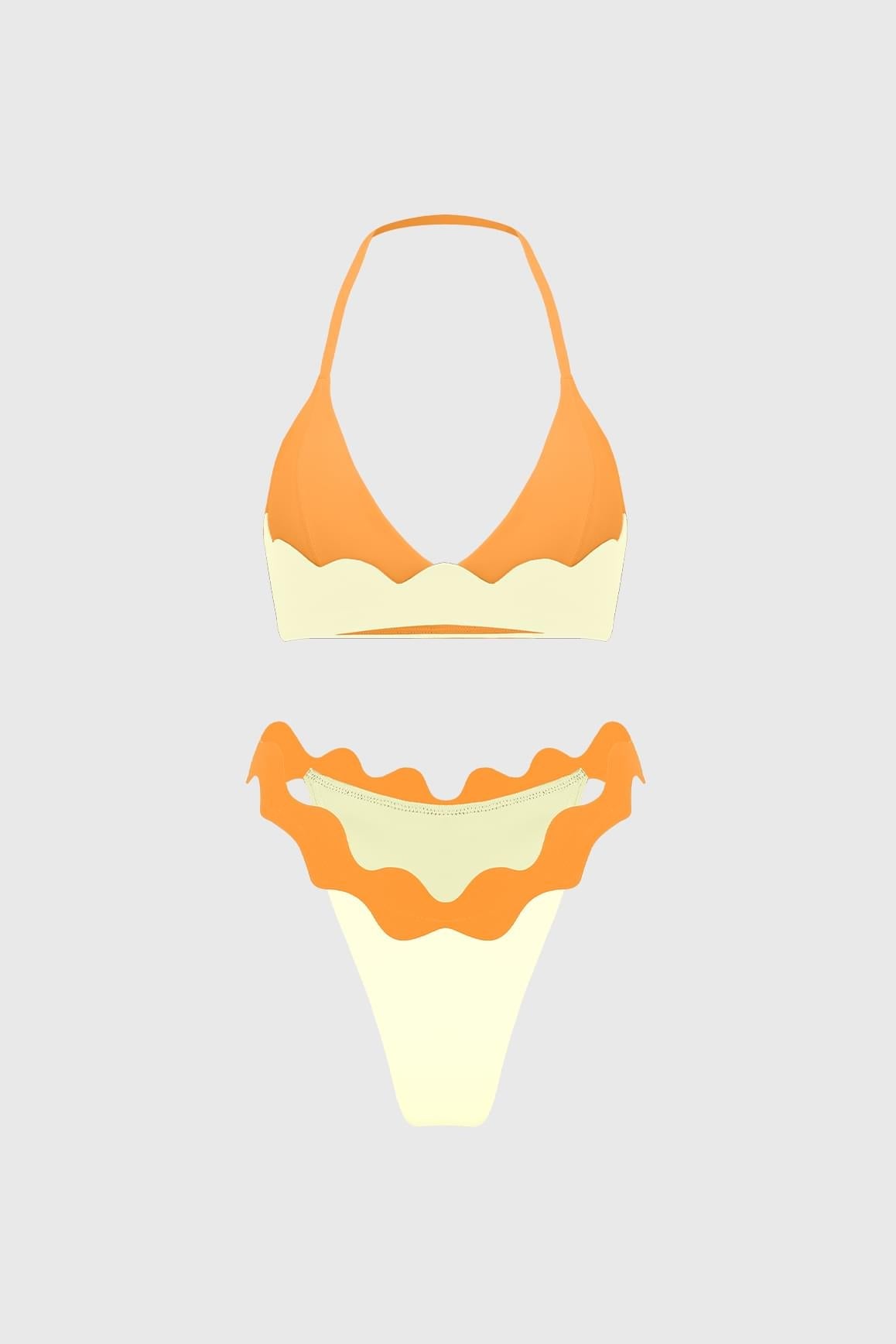 Riviera Scallop Contrast Halter Bra & Riviera Scallop Contrast Bikini Bottom
