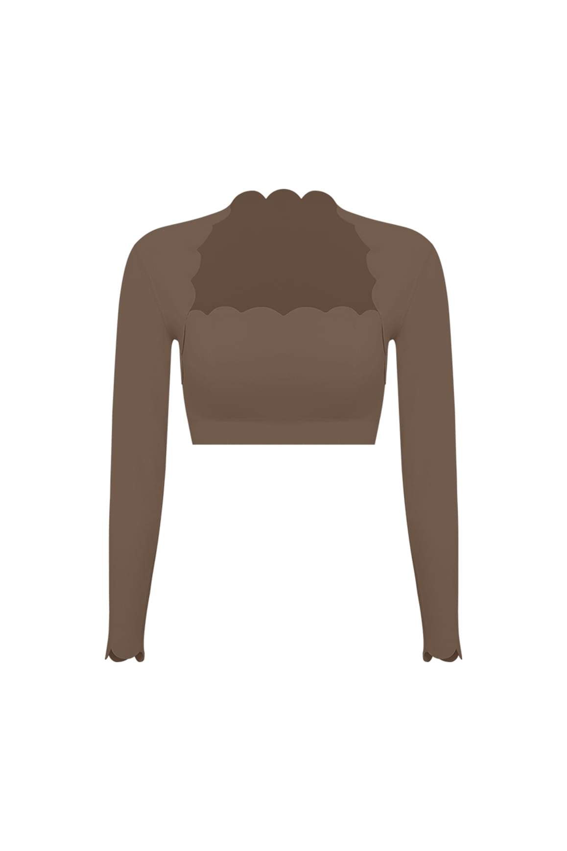 Scallop Cropped Long Sleeve Top