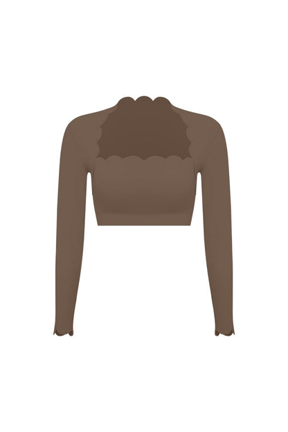 Scallop Cropped Long Sleeve Top