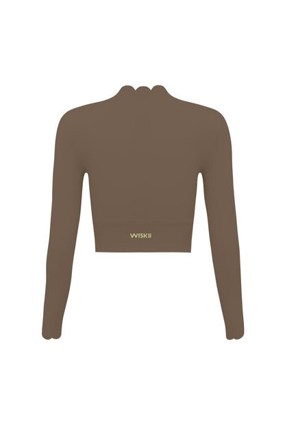 Scallop Cropped Long Sleeve Top