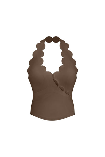 Riviera Scallop Halter Bra Tank