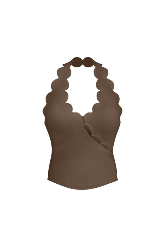 Riviera Scallop Halter Bra Tank