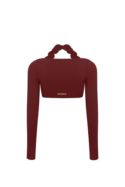 Long Sleeve Scallop Crop Top