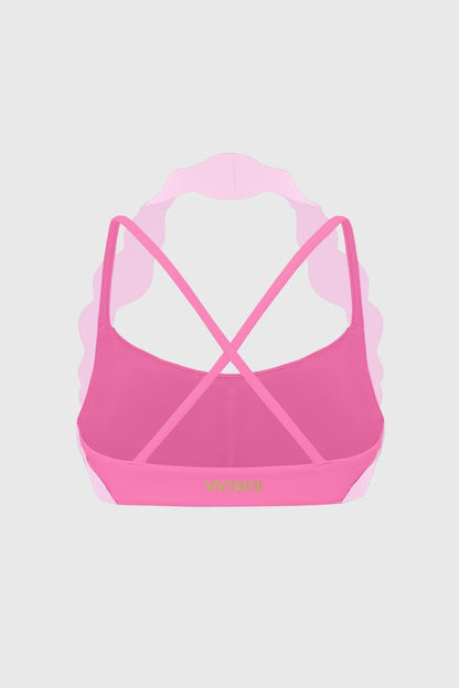 Scallop-Halter Contrast Bra