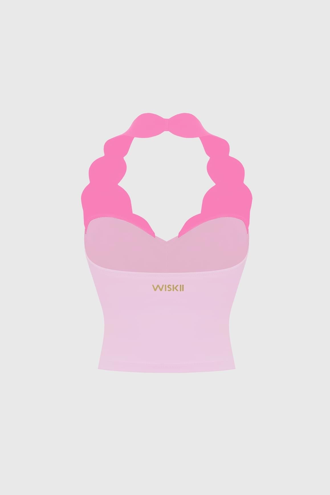 Riviera Scallop Contrast Halter Tank