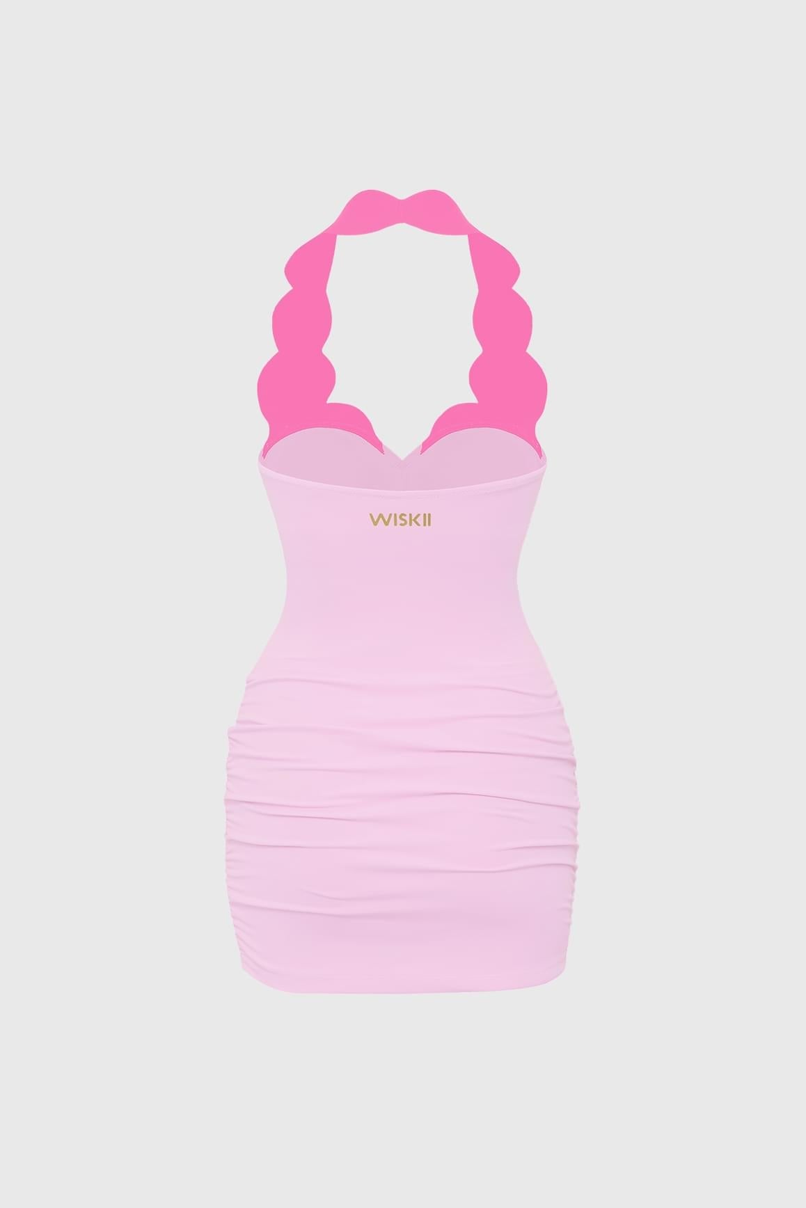 Riviera Scallop Contrast Halter Dress