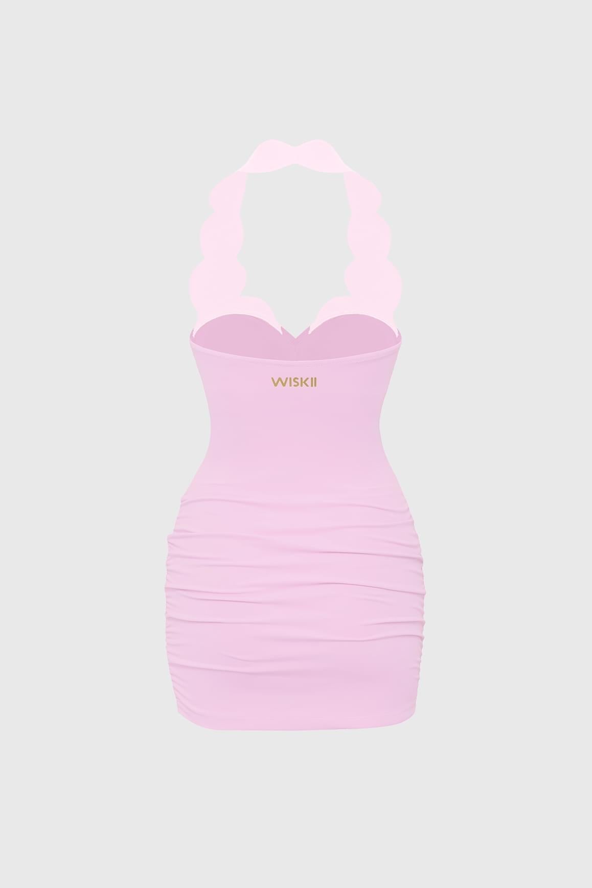 Riviera Scallop Contrast Halter Dress