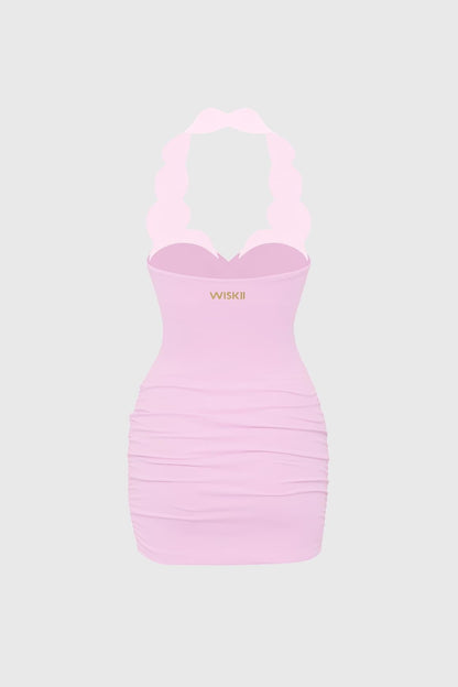 Riviera Scallop Contrast Halter Dress