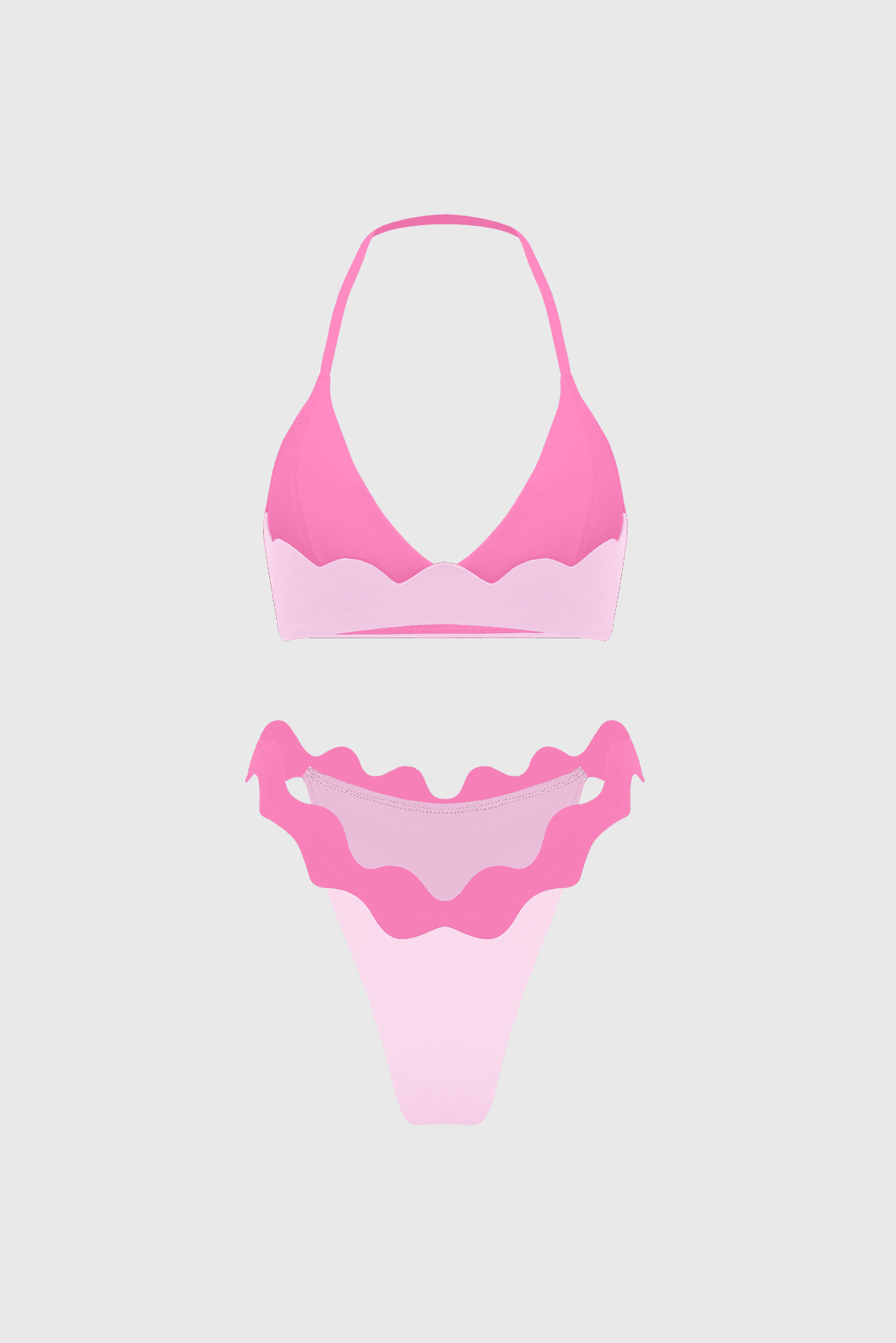 Riviera Scallop Contrast Halter Bra & Riviera Scallop Contrast Bikini Bottom
