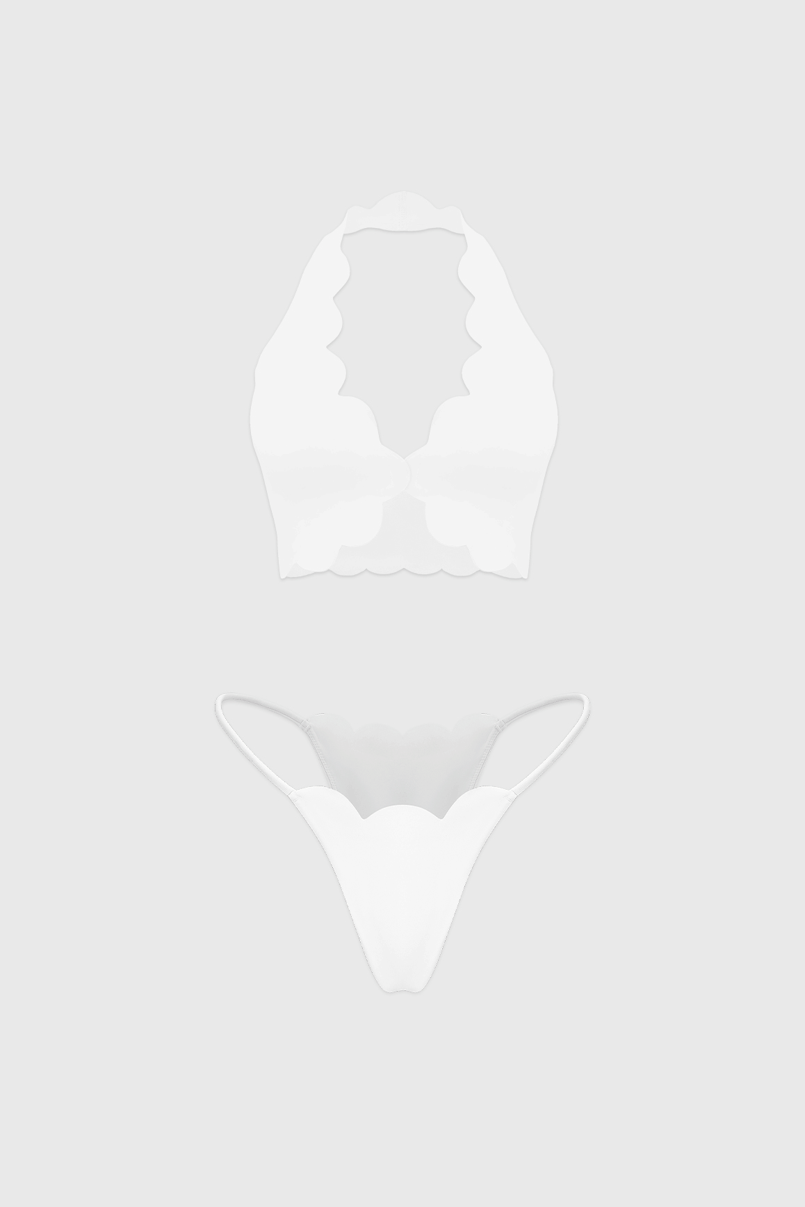 Dreamy Scallop Halter Bra & Scallop High-Leg Bikini Bottom