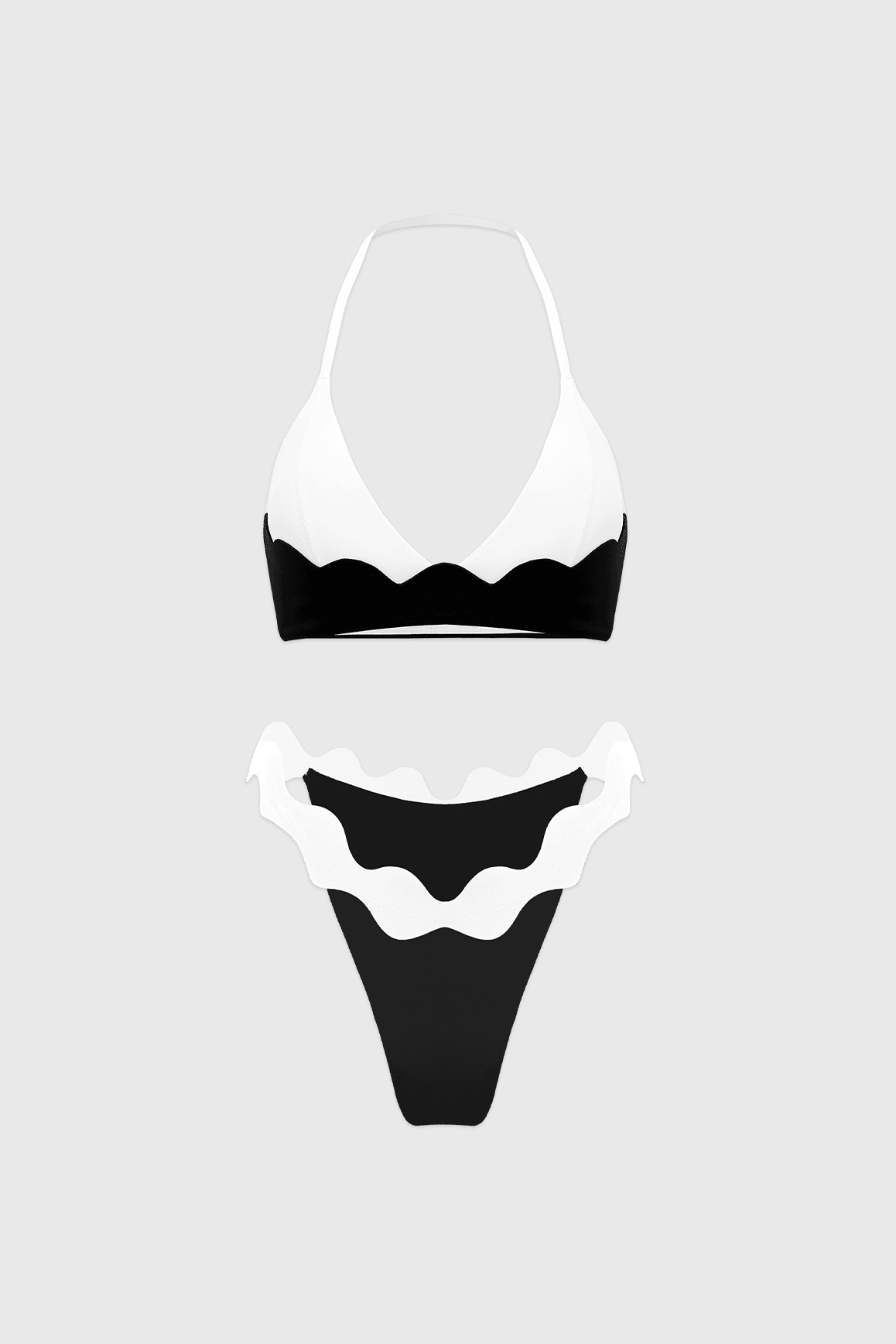Riviera Scallop Contrast Halter Bra & Riviera Scallop Contrast Bikini Bottom