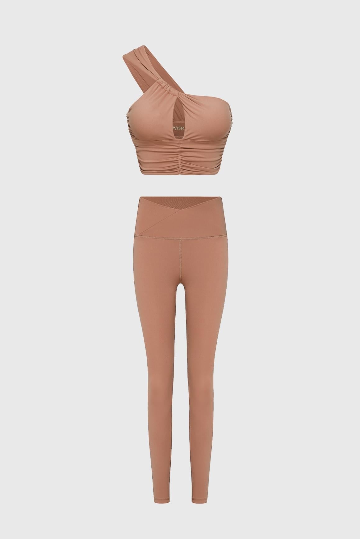 One Shoulder Ruched Bra & V-waist Yoga Legging