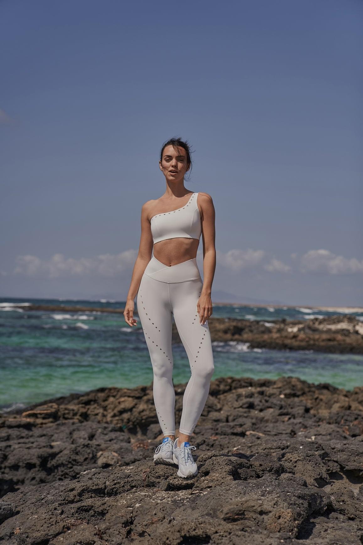 One-Shoulder Laser Cut Sports Bra & V-Waist Laser Cut Sports Legging