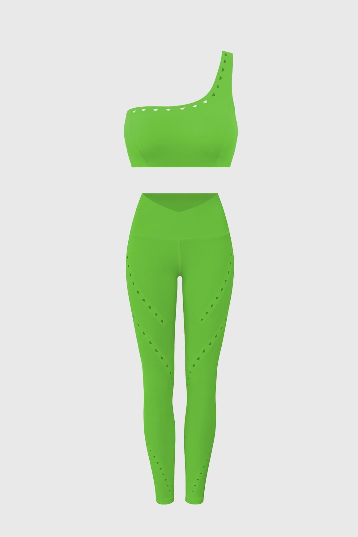 One-Shoulder Laser Cut Sports Bra & V-Waist Laser Cut Sports Legging