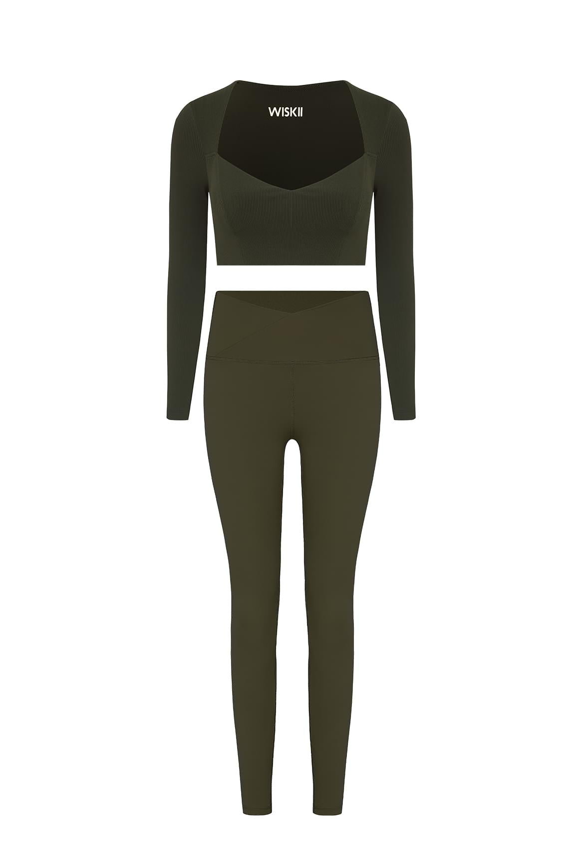 Elegant Long Sleeve Crop Top & V-waist Yoga Legging