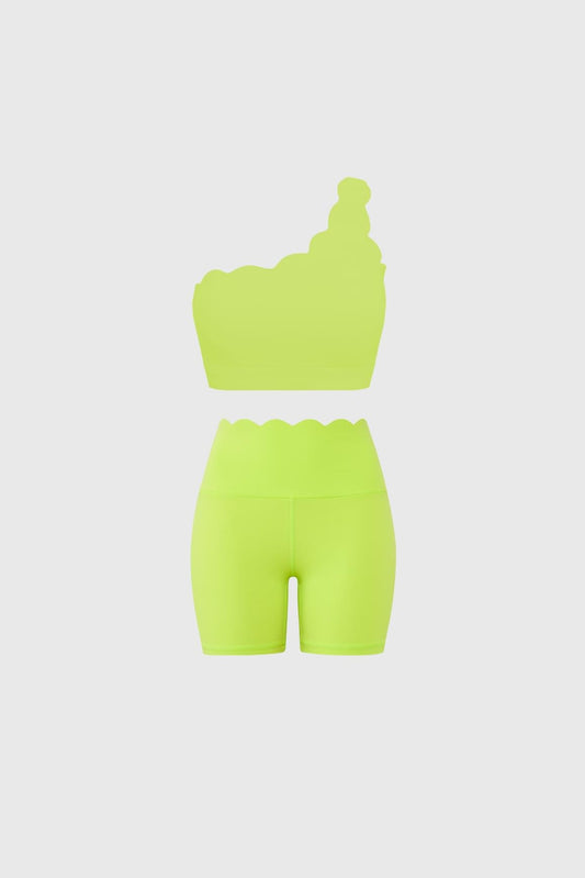 Dynamic One Shoulder Sports Bra & High-Waist Sculpting Biker Short