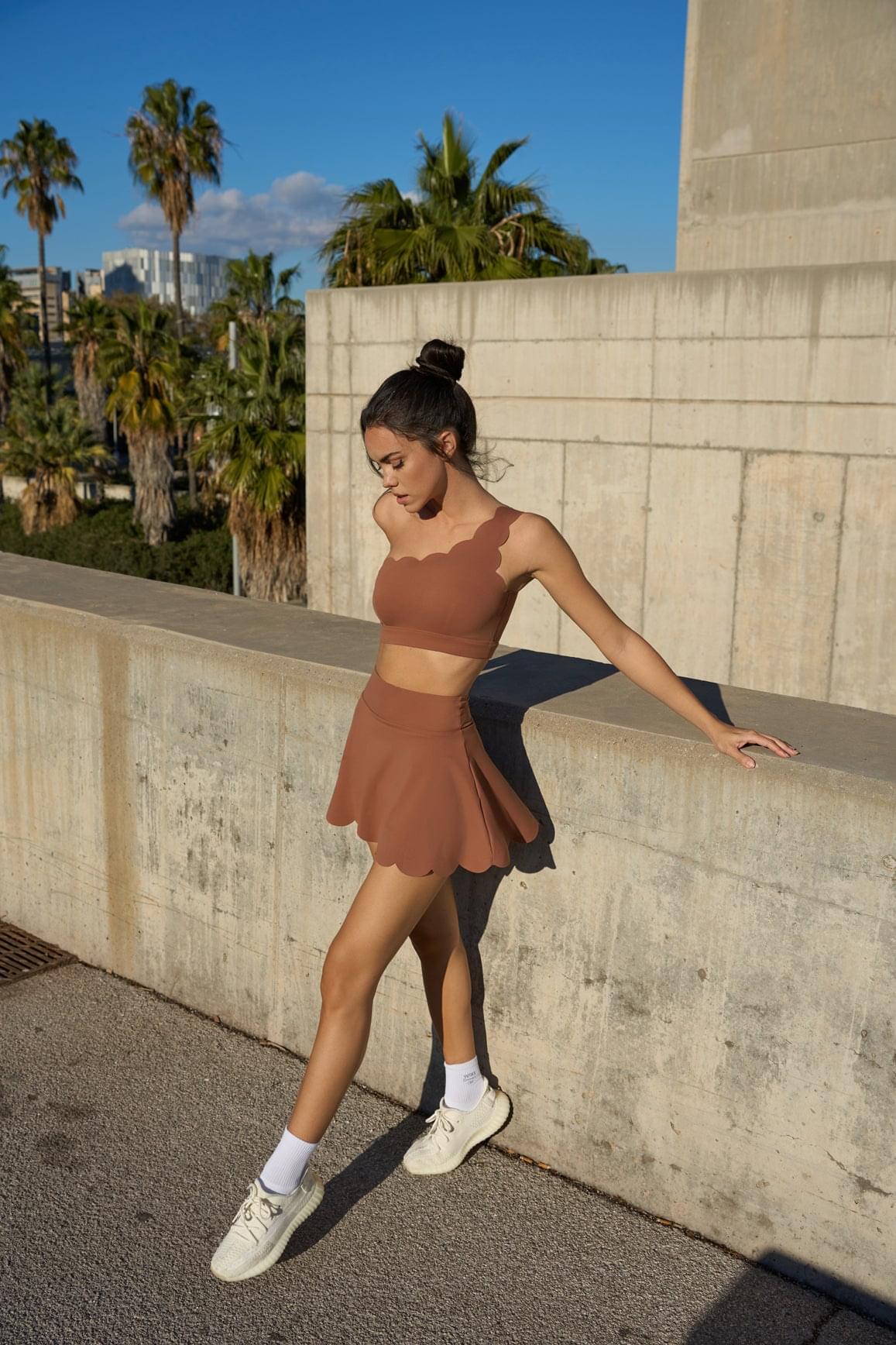 Dynamic One Shoulder Sports Bra & High-Waist A-line Tennis Skirt