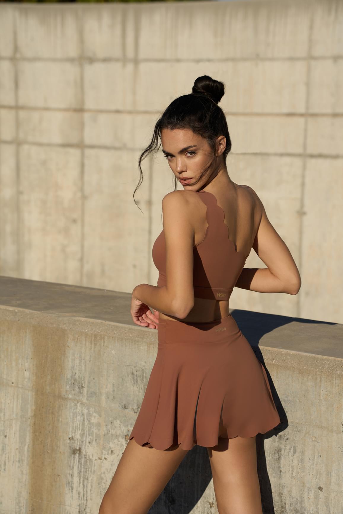 Dynamic One Shoulder Sports Bra & High-Waist A-line Tennis Skirt