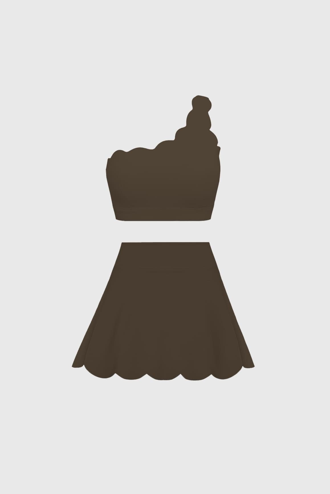 Dynamic One Shoulder Sports Bra & High-Waist A-line Tennis Skirt