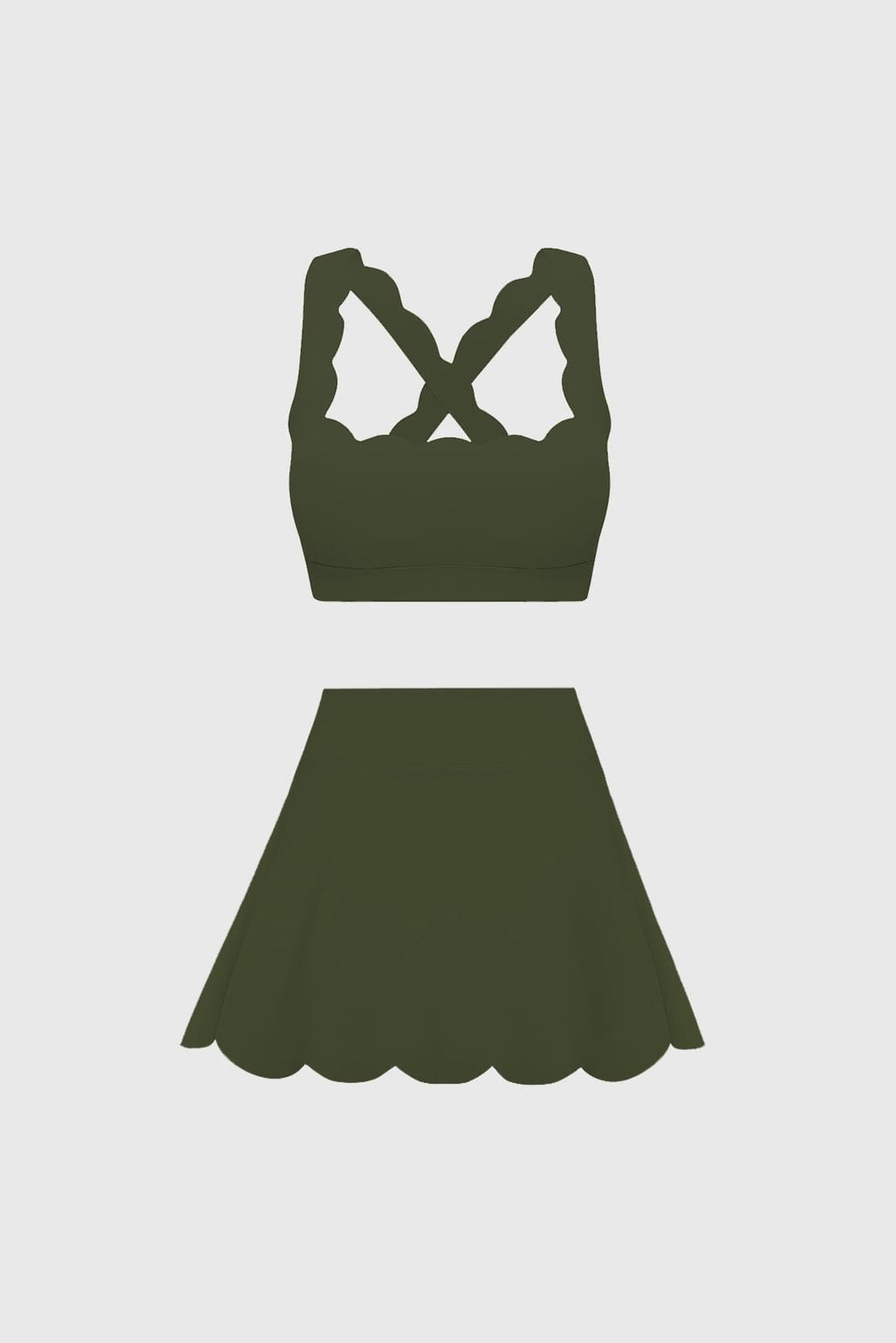 Cross Back Sports Bra & High-Waist A-line Tennis Skirt