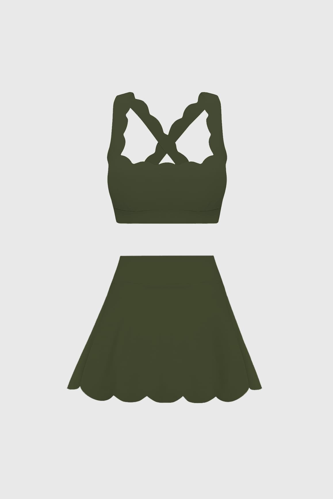 Cross Back Sports Bra & High-Waist A-line Tennis Skirt