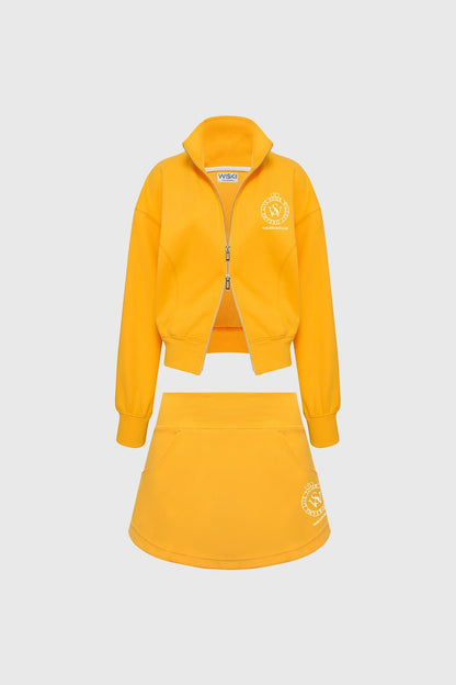 Wiskii Two-Way Zipper Jacket & Stylish Ease Mini Sweat Skirt